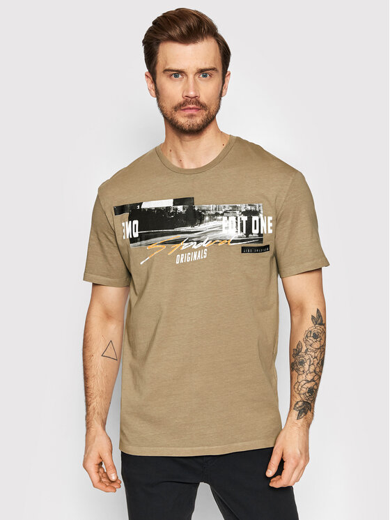 Jones Jack T-Shirt Knockoutfade 12205956 Brązowy Relaxed Fit