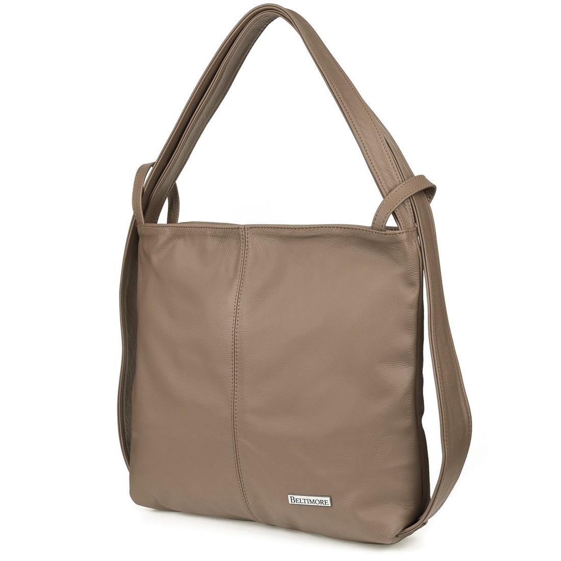 marka niezdefiniowana Plecak torebka skórzana damska A4 worek beżowa Beltimore U37