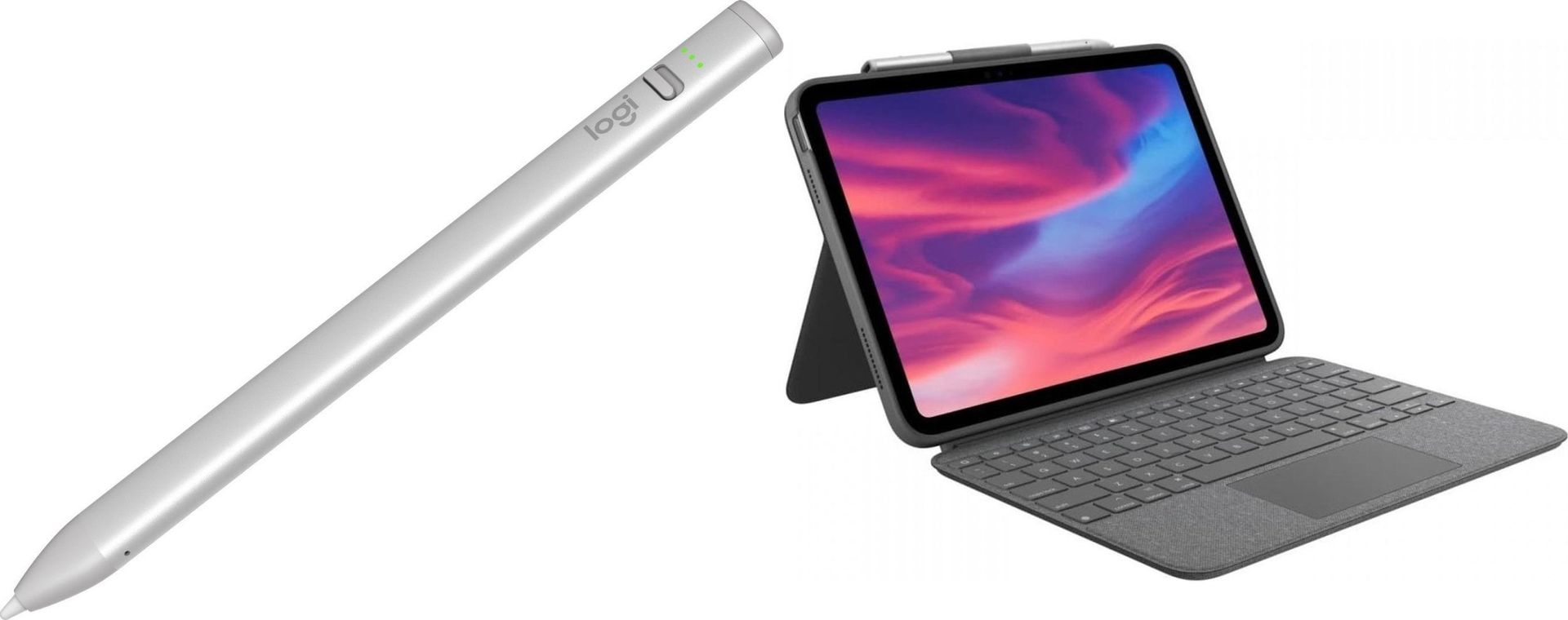 Rysik Logitech Crayon - SILVER 914-000074 + Etui Combo Touch do iPad 10th gen Szare 920-011441