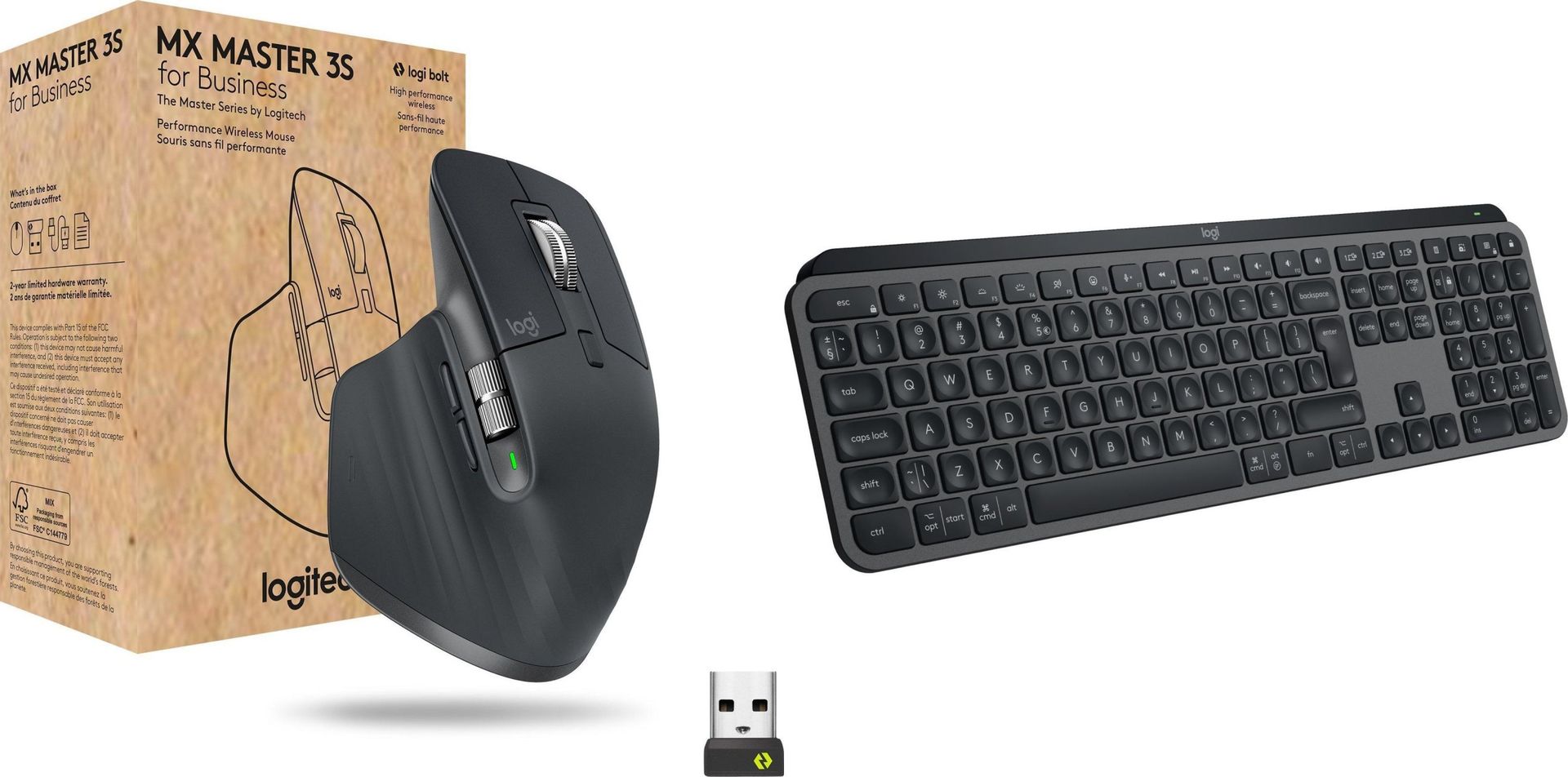 Mysz Logitech MX Master 3S for Business 910-006582 + MX Keys S Bezprzewodowa Graphite US 920-011587