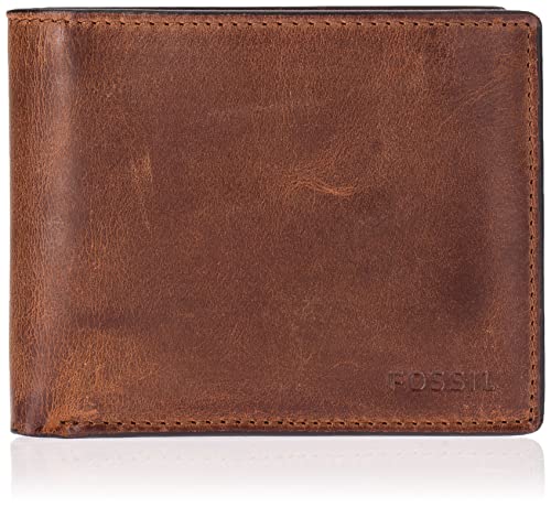 Fossil Derrick portfel RFID skóra 11 cm, brązowy, 0.5x8.9x12.4 cm (B x H x T)