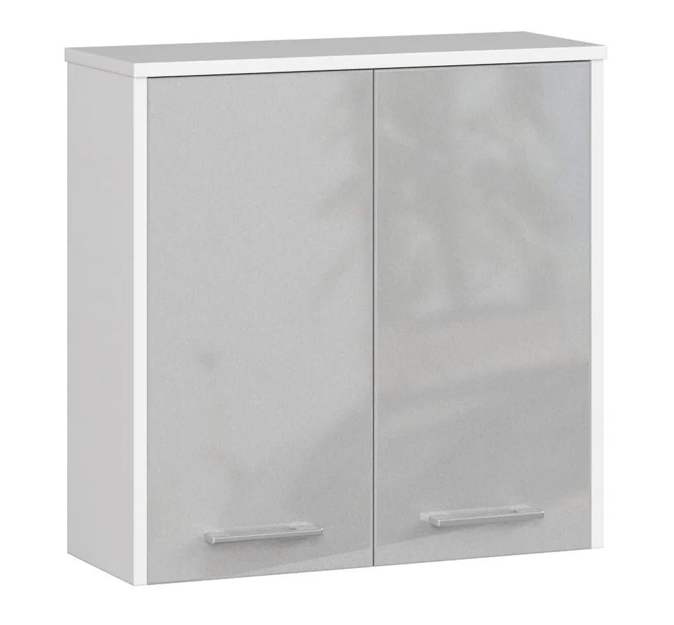 Wisząca szafka łazienkowa biały + metalik połysk L9-W51