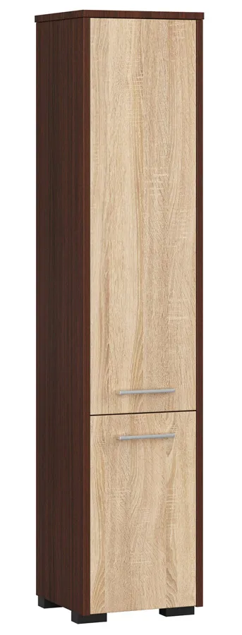 Regał łazienkowy z drzwiczkami wenge + dąb sonoma T2-W25