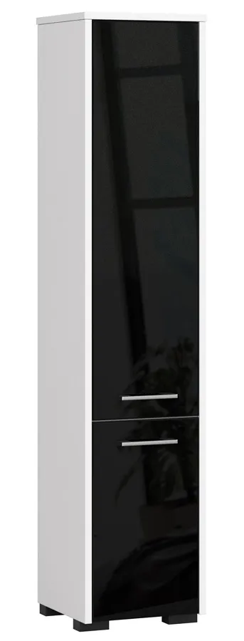 Klasyczny zamykany regał łazienkowy biały + czarny W7-M90