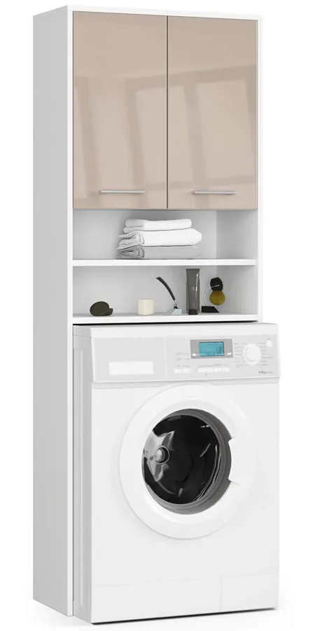 Nowoczesna szafka łazienkowa nad pralkę biały + cappuccino N0-T56