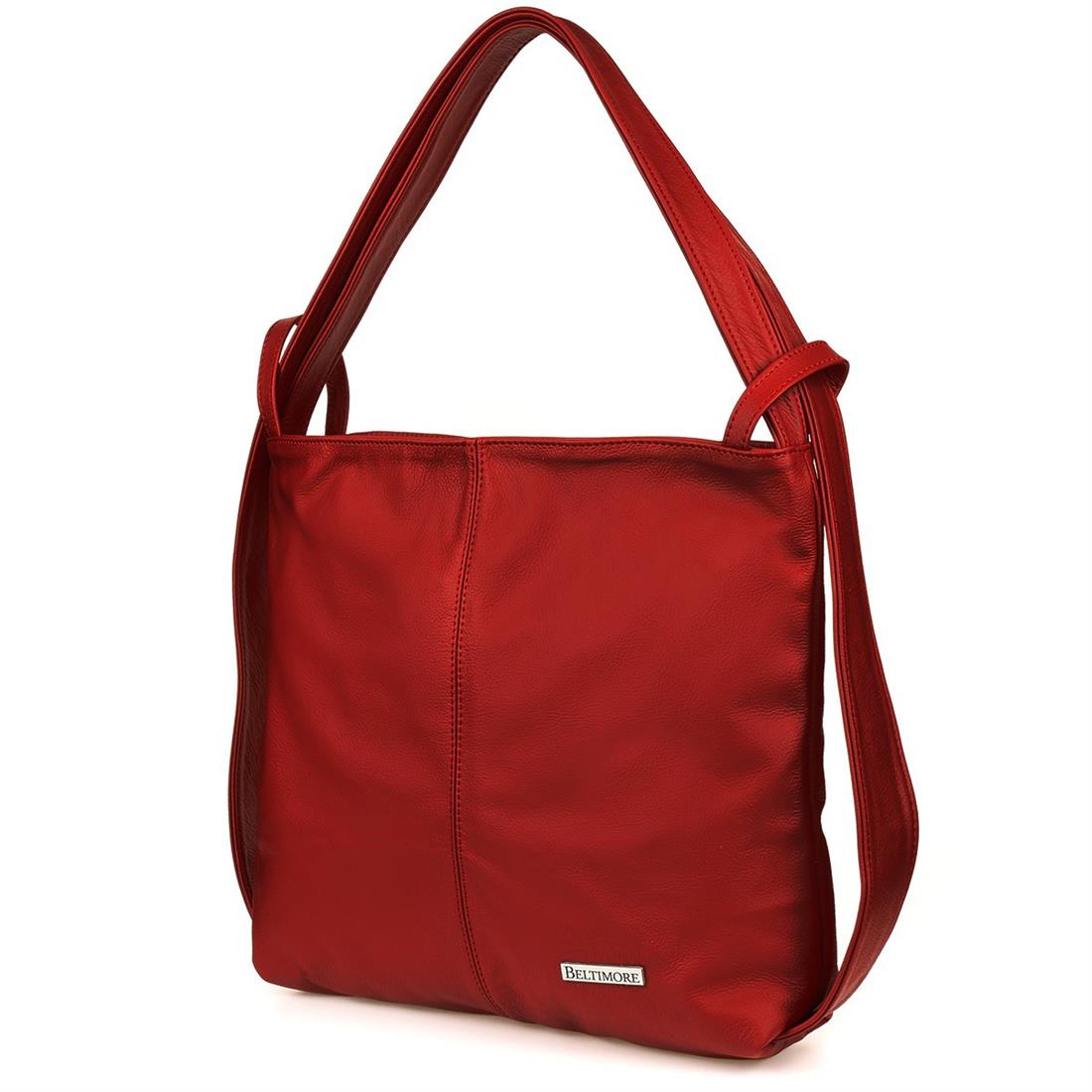 marka niezdefiniowana Beltimore Plecak Torebka Skórzana damska A4 worek bordowa U37