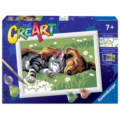Ravensburger CreArt dla dzieci Śpiący kotek z pieskiem 442549