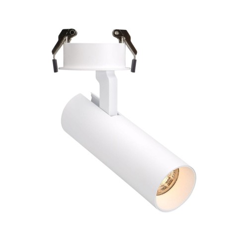 Maxlight Metalowy reflektorek podtynkowy SHINEMAKER H0119 regulowana tuba LED 15W 3000K wpuszczana do sypialni biała H0119