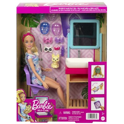 Mattel Domowe Spa Maseczka na twarz Zestaw do zabawy + lalka HCM82 0194735014774