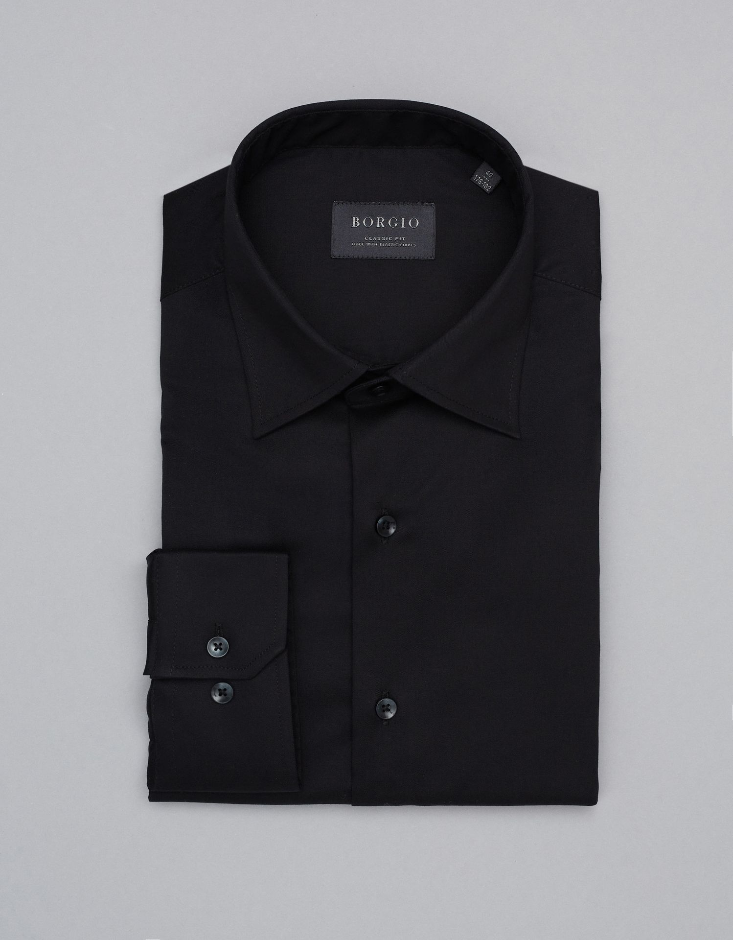 Borgio koszula forenza 00314 długi rękaw czarny classic fit