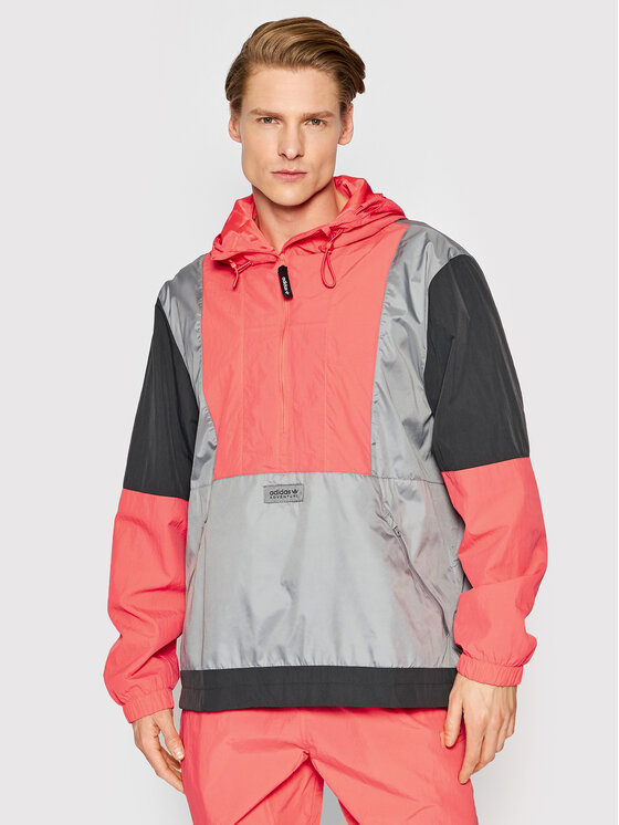 Adidas Kurtka anorak Adventure Blocked HF4778 Szary Relaxed Fit