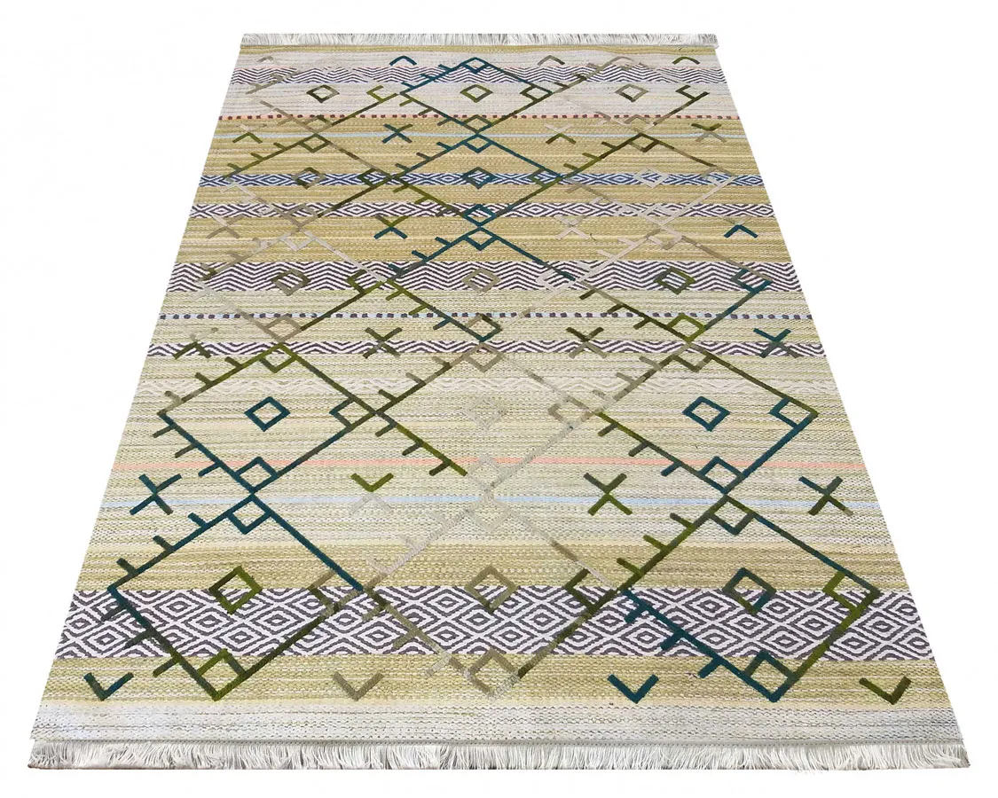 Żółty skandynawski dywan geometryczny W3-K18