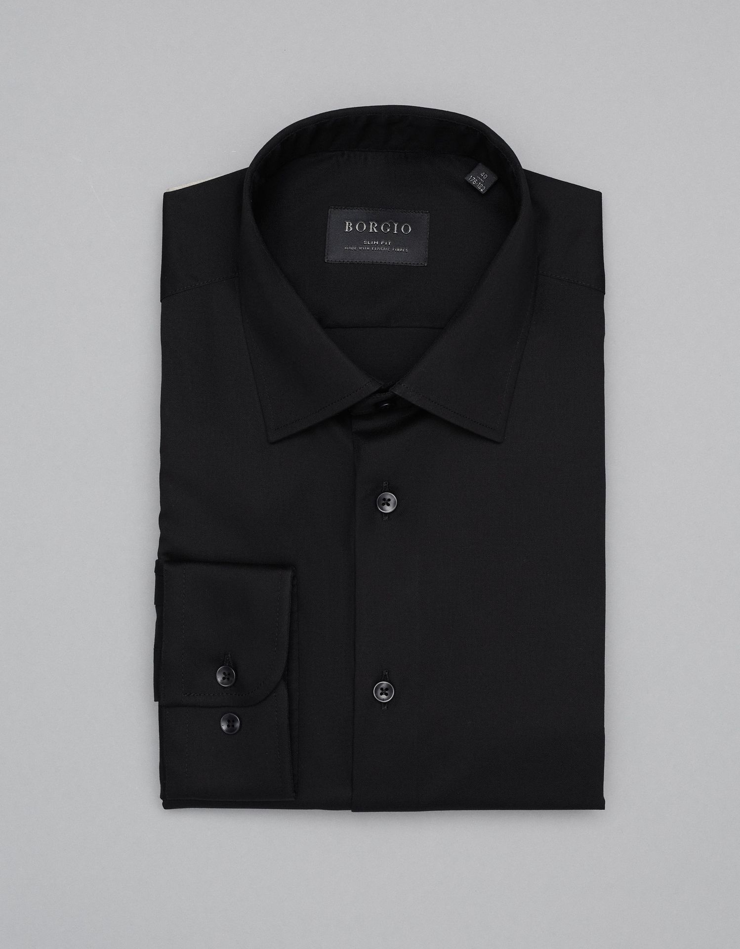 Borgio koszula forenza 00315 długi rękaw czarny slim fit