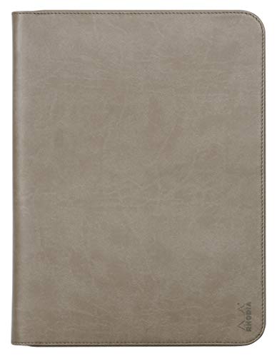 Rhodia 168117C - Teczka konferencyjna Rhodiarama 25,5x34 cm, z etui, 2 płaskie kieszenie zamykane na suwak, miejsca na karty, uchwyt na długopis, okładka z imitacji skóry moles grey, 1 szt