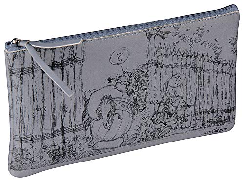 Clairefontaine 813021C - Asterix etui na długopisy płaskie 11x22 cm piórnik saszetka, wykonane z PU, z motywem szkicu Asterix i Obelix, kolor szary