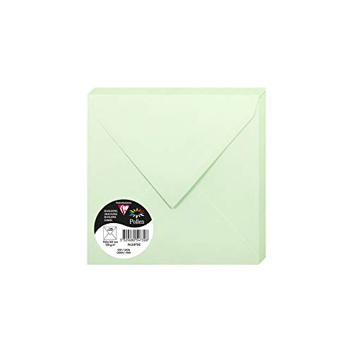 Clairefontaine 5473C - Opakowanie 20 kopert z gumką pyłkową 16,5x16,5 cm 120g, zielone