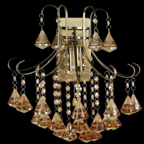 MLAMP Ścienna LAMPA kinkiet ELM6248/1 21QG MLAMP kryształowa OPRAWA glamour szklana crystals mosiądz bursztynowa ELM6248/1 21QG