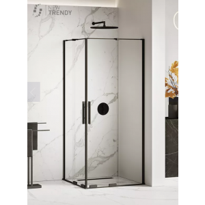 New Trendy EXK-4160 KABINA SMART BLACK PROSTOKĄTNA 80x90x200 CZYSTE 8mm ACTIVE SHIELD