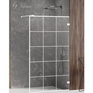 New Trendy EXK-2989 KABINA AVEXA WHITE WALK-IN U 140x200 CZYSTE 6mm ACTIVE SHIELD