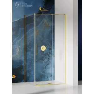 New Trendy EXK-4260 KABINA SMART LIGHT GOLD PROSTOKĄTNA 160x100x200 CZYSTE 8mm ACTIVE SHIELD