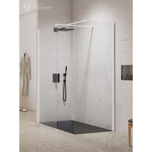 New Trendy EXK-2286 KABINA NEW MODUS WHITE WALK-IN U 120x80x200 CZYSTE 8mm ACTIVE SHIELD