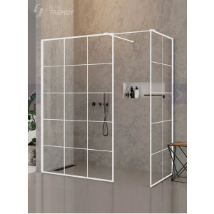 New Trendy EXK-2304 KABINA NEW MODUS WHITE WALK-IN U 130x90x200 CZYSTE 8mm ACTIVE SHIELD