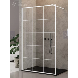 New Trendy EXK-2215 KABINA NEW MODUS WHITE WALK-IN U 110x200 CZYSTE 8mm ACTIVE SHIELD
