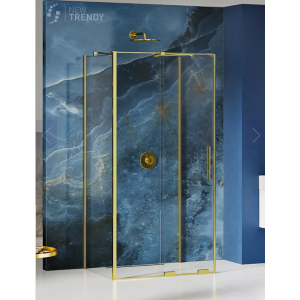 New Trendy EXK-4288 KABINA SMART LIGHT GOLD PROSTOKĄTNA PRZY$1370CIENNA 130x90x200 CZYSTE 8mm ACTIVE SHIELD