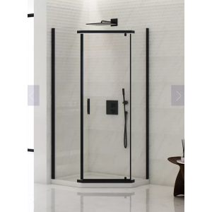 New Trendy K-0807 KABINA NEW KOMFORT BLACK PI$1355CIOKąTNA U 90x90x195 GRAFIT 8mm ACTIVE SHIELD