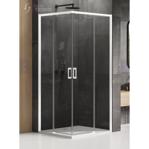 New Trendy D-0398A/D-0397A KABINA PRIME WHITE PROSTOKĄTNA U 90x80x200 CZYSTE 6mm ACTIVE SHIELD