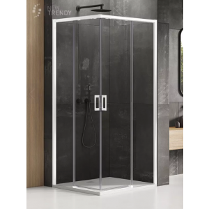 New Trendy D-0400A/D-0397A KABINA PRIME WHITE PROSTOKĄTNA U 100x80x200 CZYSTE 6mm ACTIVE SHIELD