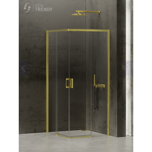 New Trendy D-0418A/D-0425A KABINA PRIME LIGHT GOLD PROSTOKĄTNA U 90x120x200 CZYSTE 6mm ACTIVE SHIELD