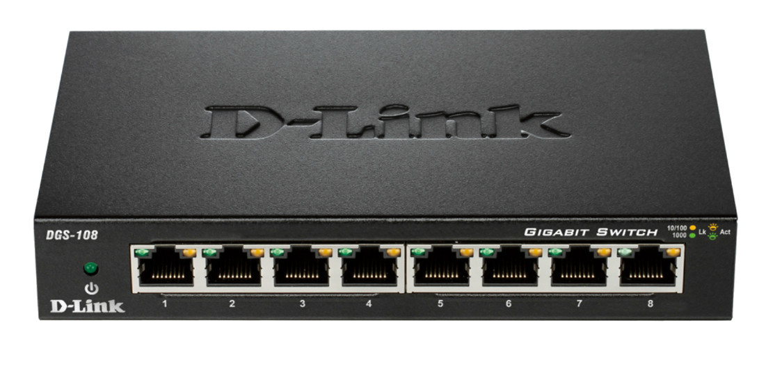 DLINK DGS-108/E D-Link 8-port 10/100/1000 Gigabit Metal Housing Desktop Switch