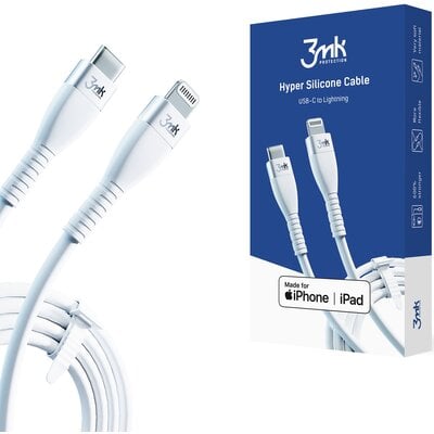 3MK Kabel USB-C Lightning 3MK Hyper Silicone Cable 1 m Biały