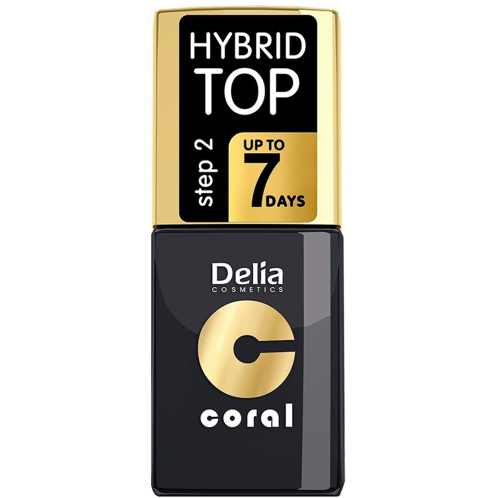 Delia Cosmetics Cosmetics, Coral Hybrid Gel, emalia do paznokci Top Coat, 11 ml