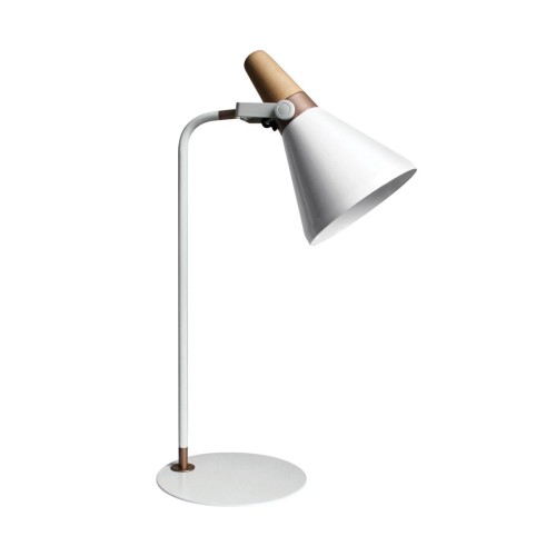 Zuma Line Skandynawska LAMPKA stojąca H1833 metalowa LAMPA reflektorek stołowy regulowany na biurko biały brązowy H1833