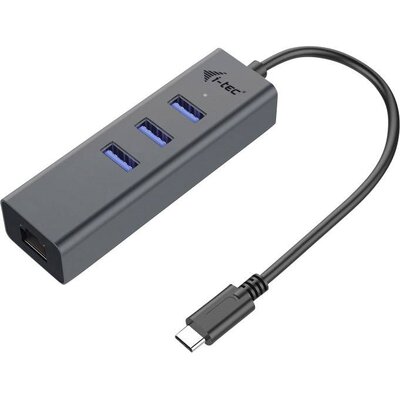 i-Tec USB-C Metal 3-portowy HUB z adapterem Gigabit Ethernet C31METALG3HUB