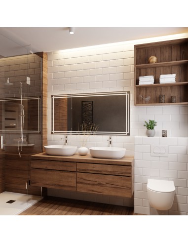 Lustro prostokątne piaskowane z podświetleniem MARLA LED, Lustro prostokątne : 100x150