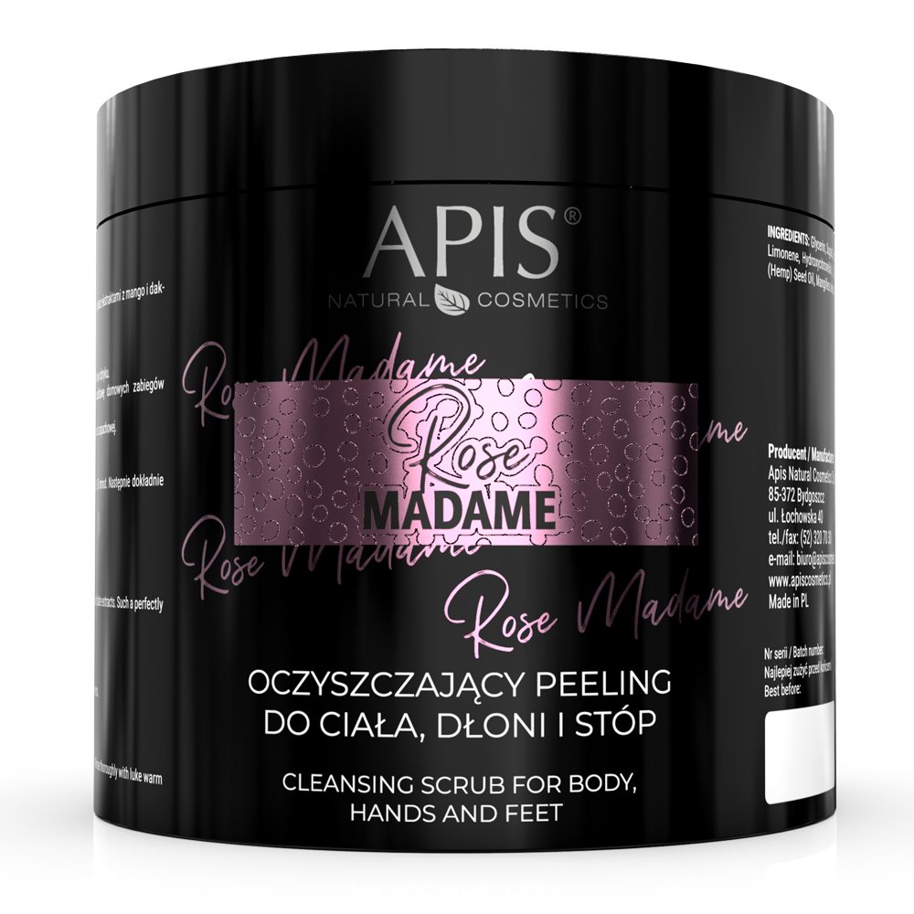 Apis Professional Oczyszczający peeling do ciała, dłoni i stóp - Rose Madame - 700 g