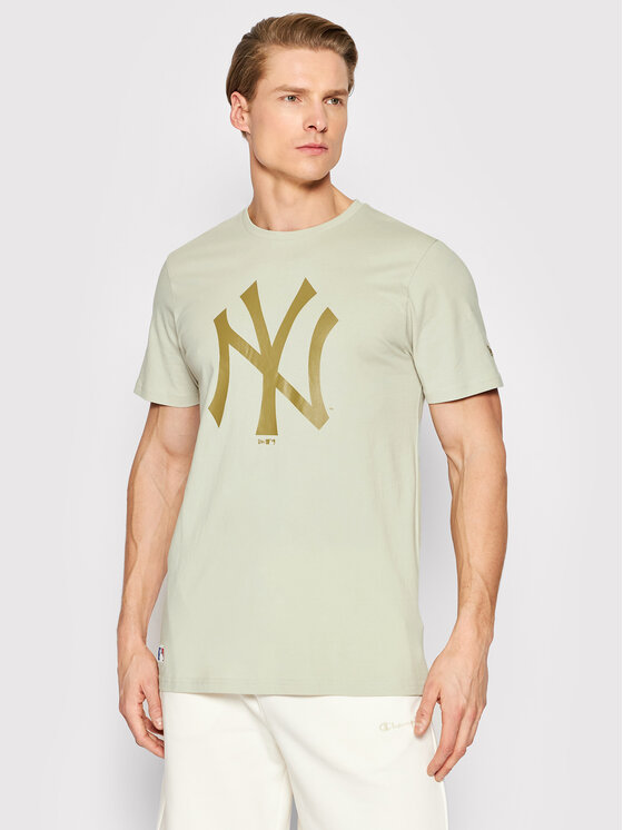 New Era T-Shirt New York Yankees MLB Logo 12033497 Beżowy Regular Fit