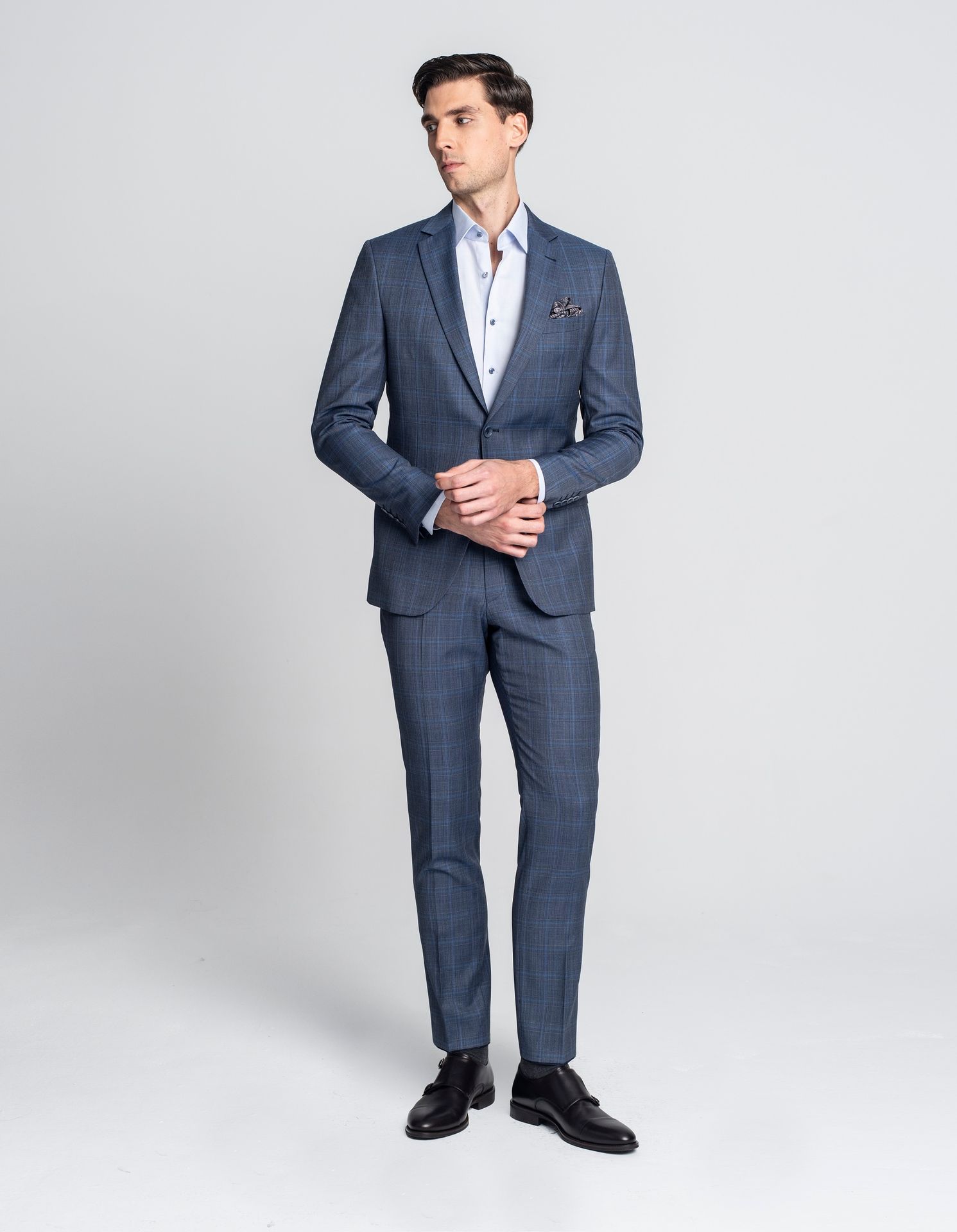 Borgio spodnie bresso niebieski slim fit