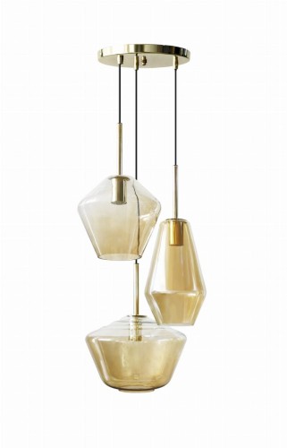 Auhilon Bohemia lampa wisząca 3-punktowa złota P1023-3L P1023-3L