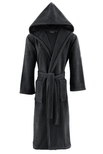Unisex szlafrok STRIPE z kapturem Antracyt L