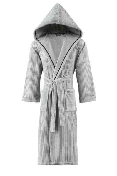 Unisex szlafrok STRIPE z kapturem Szary XL