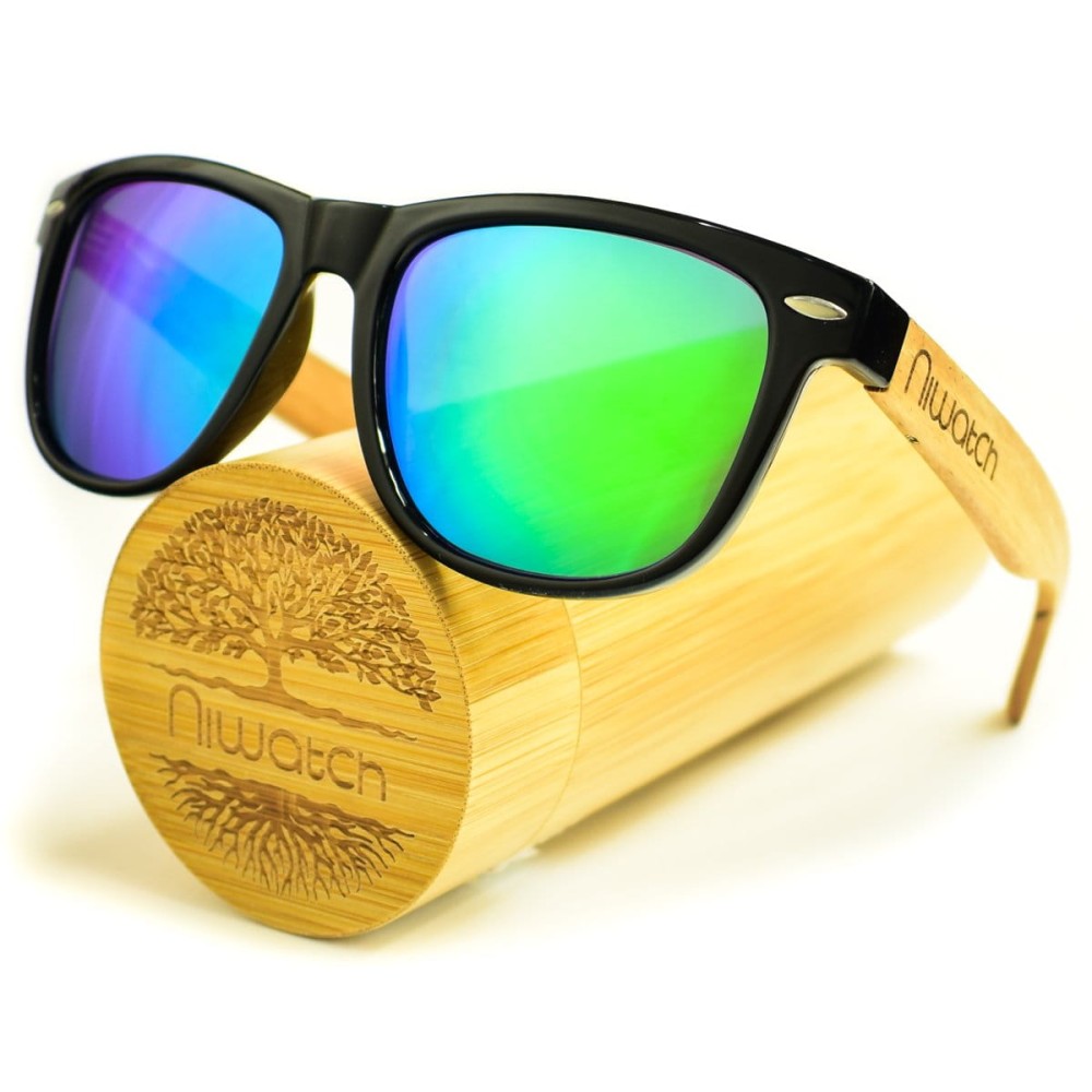 Niwatch Drewniane okulary przeciwsłoneczne Niwatch Hydrus Green ni1501M-1n