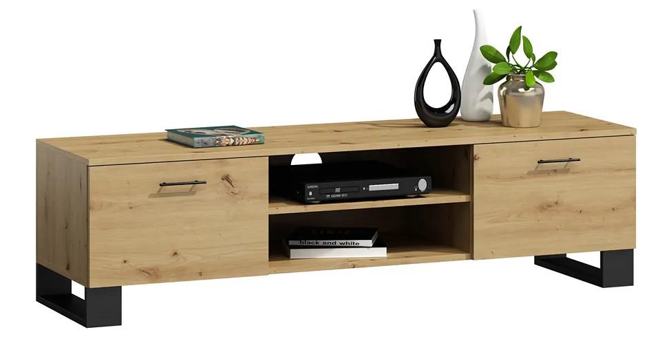 Szafka RTV na czarnych nóżkach dąb artisan W8-F20