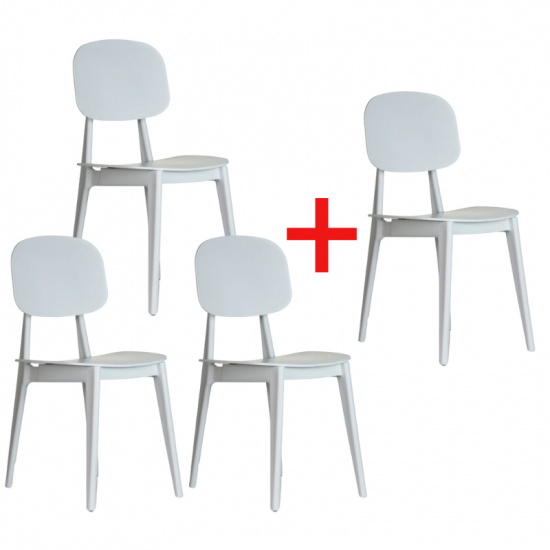 Plastikowe krzesło do jadalni SIMPLY 3+1 GRATIS, białe
