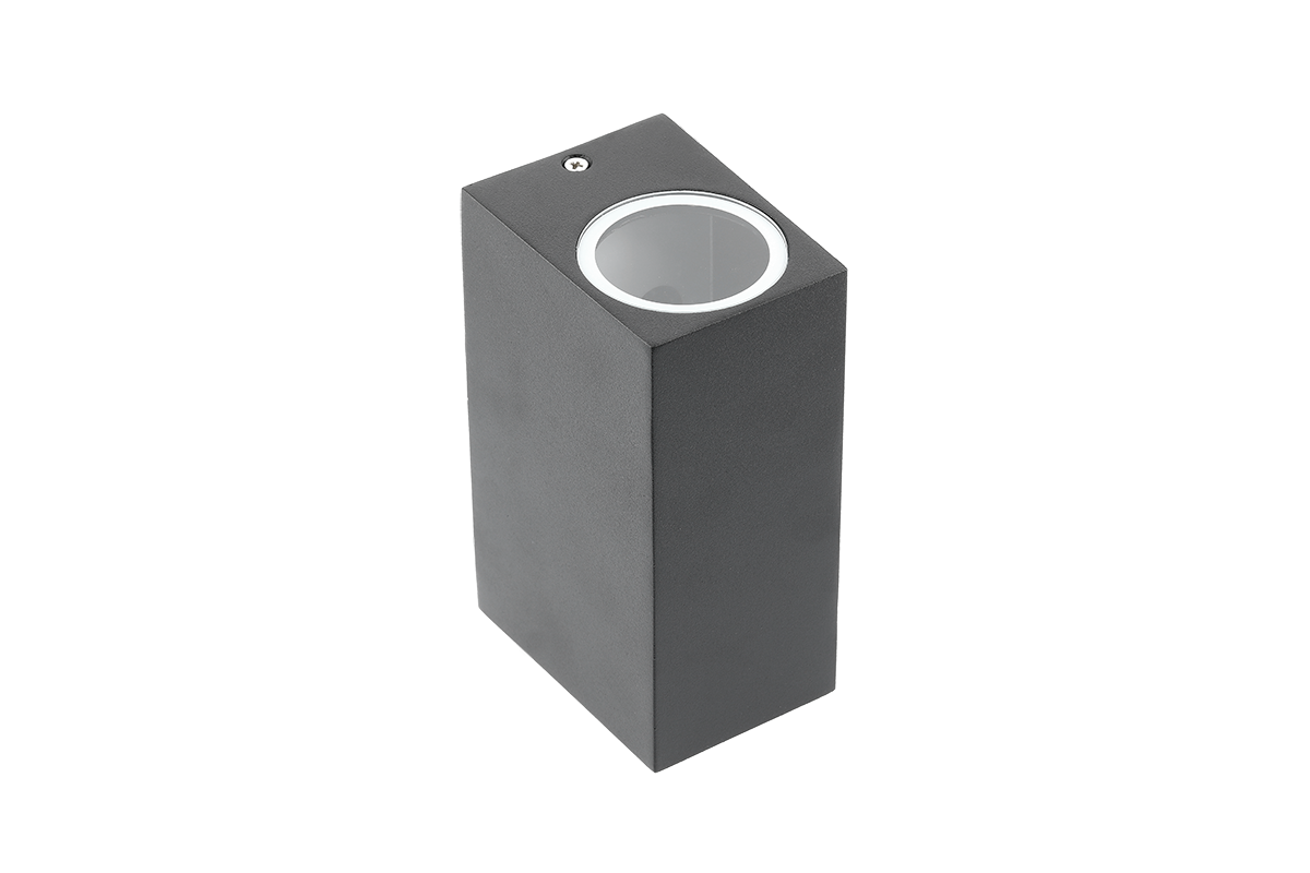 Lampa elewacyjna 2xGU10 dwukierunkowa TIAGO kwadrat czarna IP54 GTV