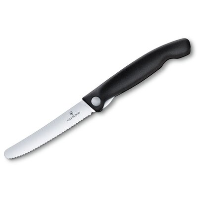 Victorinox Nóż składany kuchenny Black - ząbkowany z zaokrąglonym czubkiem (6.7833.FB) 6.7833.FB