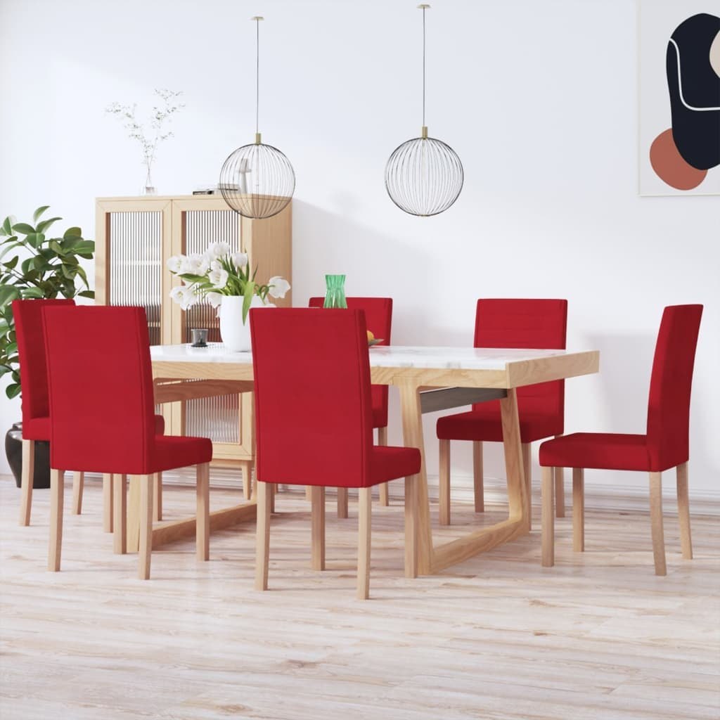 vidaXL Krzesła stołowe, 6 szt., winna czerwień, tapicerowane tkaniną